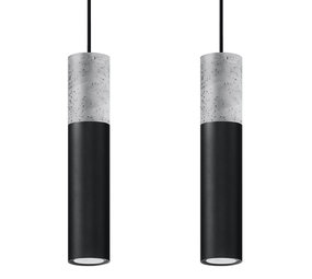 Sollux Lighting LED Hanglamp zwart beton BORGIO - 2 x GU10 aansluiting Sollux Lighting LED Hanglamp zwart beton BORGIO - 2 x GU10 aansluiting