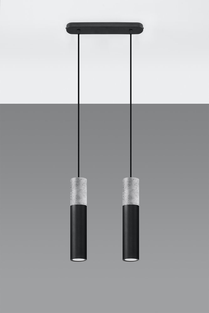 Sollux Lighting LED Hanglamp zwart beton BORGIO - 2 x GU10 aansluiting Sollux Lighting LED Hanglamp zwart beton BORGIO - 2 x GU10 aansluiting