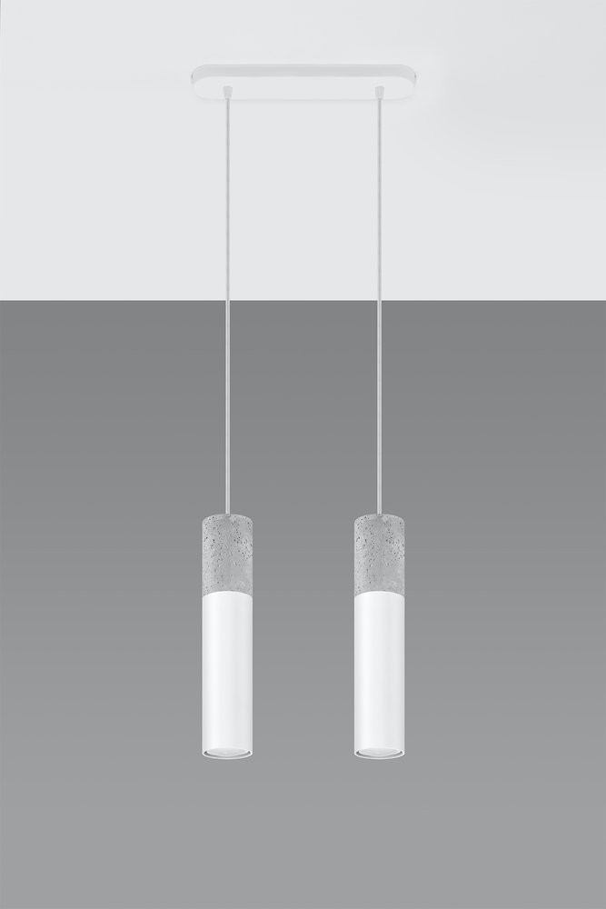 Sollux Lighting LED Hanglamp wit beton BORGIO - 2 x GU10 aansluiting
