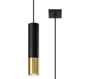 Sollux Lighting LED Hanglamp zwart goud LOOPEZ - 1 x GU10 aansluiting