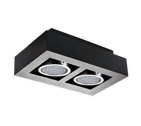 Kanlux LED Plafondspot STOBI - 2*GU10 AR111 - excl. LED spot - Zwart vierkant Kanlux LED Plafondspot STOBI - 2*GU10 AR111 - excl. LED spot - Zwart vierkant