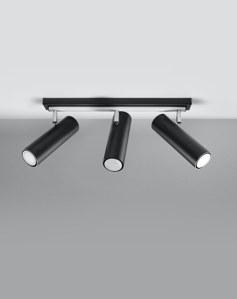 Sollux Lighting LED Plafondspot zwart zilver DIREZIONE - 3 x GU10 aansluiting Sollux Lighting LED Plafondspot zwart zilver DIREZIONE - 3 x GU10 aansluiting