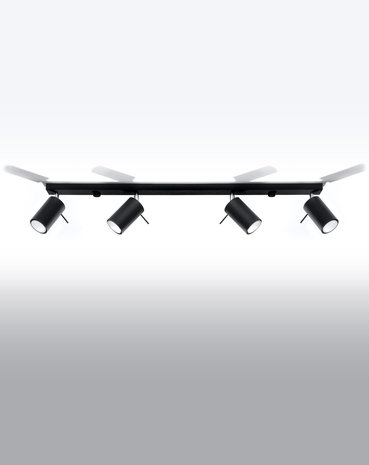 Sollux Lighting LED Plafondspot zwart RING - 4 x GU10 aansluiting