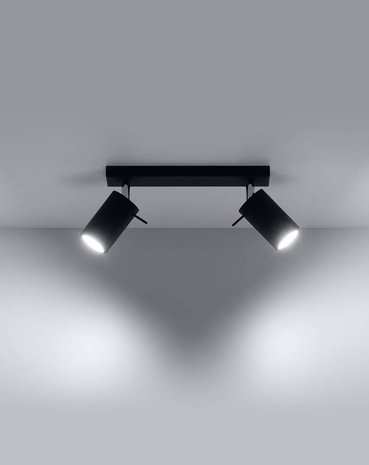 Sollux Lighting LED Plafondspot zwart RING - 2 x GU10 aansluiting