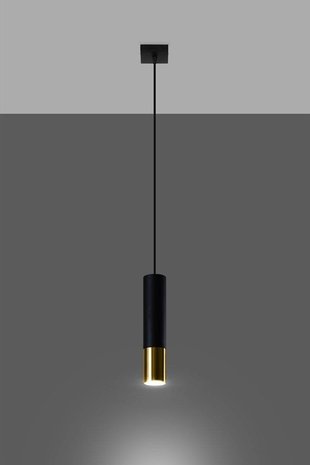 Sollux Lighting LED Hanglamp zwart goud LOOPEZ - 1 x GU10 aansluiting Sollux Lighting LED Hanglamp zwart goud LOOPEZ - 1 x GU10 aansluiting