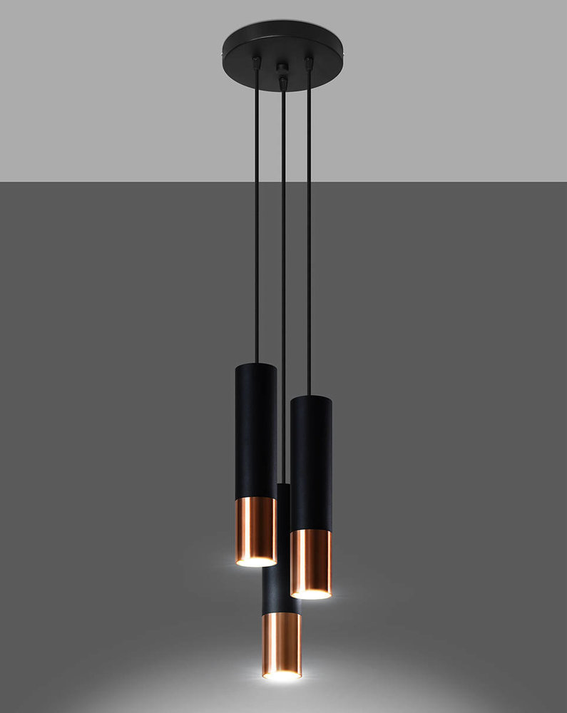 Sollux Lighting LED Hanglamp zwart koper LOOPEZ - 3 x GU10 aansluiting Sollux Lighting LED Hanglamp zwart koper LOOPEZ - 3 x GU10 aansluiting