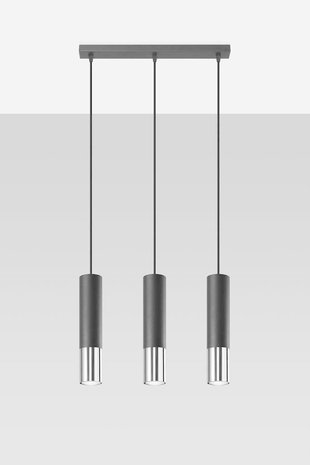 Sollux Lighting LED Hanglamp zwart chrome LOOPEZ - 3 x GU10 aansluiting Sollux Lighting LED Hanglamp zwart chrome LOOPEZ - 3 x GU10 aansluiting