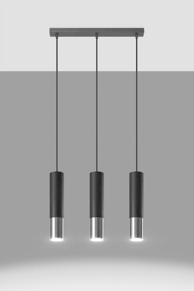 Sollux Lighting LED Hanglamp zwart chrome LOOPEZ - 3 x GU10 aansluiting Sollux Lighting LED Hanglamp zwart chrome LOOPEZ - 3 x GU10 aansluiting