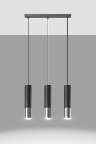 Sollux Lighting LED Hanglamp zwart chrome LOOPEZ - 3 x GU10 aansluiting Sollux Lighting LED Hanglamp zwart chrome LOOPEZ - 3 x GU10 aansluiting