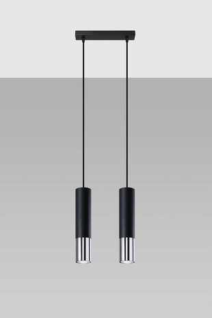 Sollux Lighting LED Hanglamp zwart chrome LOOPEZ - 2 x GU10 aansluiting Sollux Lighting LED Hanglamp zwart chrome LOOPEZ - 2 x GU10 aansluiting