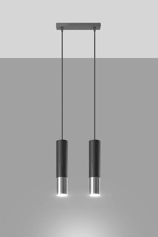 Sollux Lighting LED Hanglamp zwart chrome LOOPEZ - 2 x GU10 aansluiting Sollux Lighting LED Hanglamp zwart chrome LOOPEZ - 2 x GU10 aansluiting