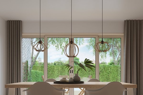 Sollux Lighting LED Hanglamp hout POMPELMO - 1 x E27 aansluiting