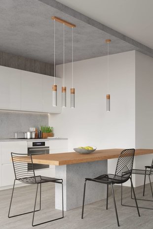 Sollux Lighting LED Hanglamp beton hout ZANE - 3 x GU10 aansluiting