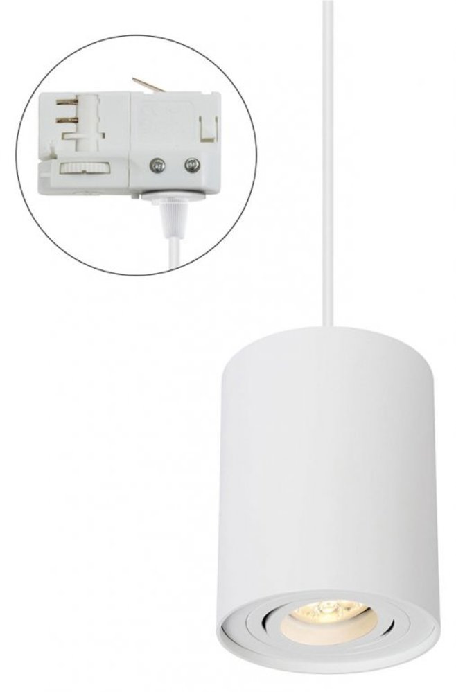 Spectrum 3-Fase Railspot Hanglamp GU10 Fitting | Chloe Tube Wit - 93x124mm - pendel 1 Meter Spectrum 3-Fase Railspot Hanglamp GU10 Fitting | Chloe Tube Wit - 93x124mm - pendel 1 Meter
