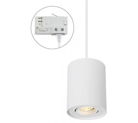 Spectrum 3-Fase Railspot Hanglamp GU10 Fitting | Chloe Tube Wit - 93x124mm - pendel 1 Meter Spectrum 3-Fase Railspot Hanglamp GU10 Fitting | Chloe Tube Wit - 93x124mm - pendel 1 Meter