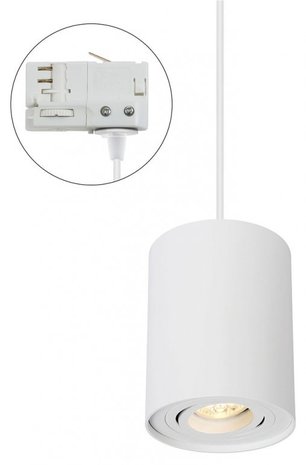 Spectrum 3-Fase Railspot Hanglamp GU10 Fitting | Chloe Tube Wit - 93x124mm - pendel 1 Meter Spectrum 3-Fase Railspot Hanglamp GU10 Fitting | Chloe Tube Wit - 93x124mm - pendel 1 Meter