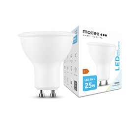 Modee LED spot GU10 - 3W vervangt 25W - 6000K daglicht wit Modee LED spot GU10 - 3W vervangt 25W - 6000K daglicht wit