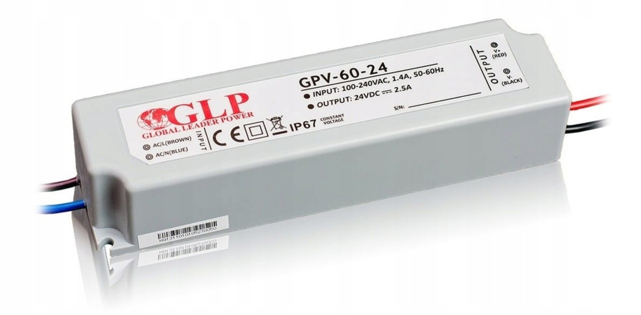 GLP LED voedingsadapter - 24V 60W 2.5A - IP67 Waterdicht GLP LED voedingsadapter - 24V 60W 2.5A - IP67 Waterdicht