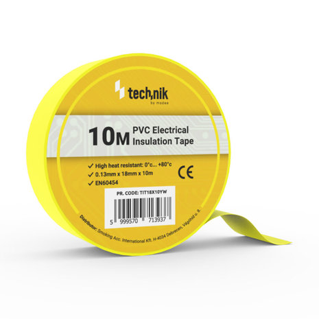 Technik OP=OP Isolatietape 0,13mm*18mm*10 meter Geel Technik OP=OP Isolatietape 0,13mm*18mm*10 meter Geel