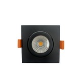 LCB LED Inbouwspot IP65 - Zwart Vierkant 82mm - 5W 500LM -  2700K 827 Warm Wit | Geschikt voor badkamer - Zaagmaat 75mm - Triac Dimbaar | 230v