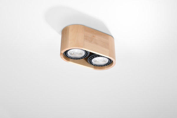 Sollux Lighting Plafondspot BASIC 2 natuurlijk hout Sollux Lighting Plafondspot BASIC 2 natuurlijk hout