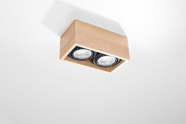 Sollux Lighting Plafondspot QUATRO 2 natuurlijk hout