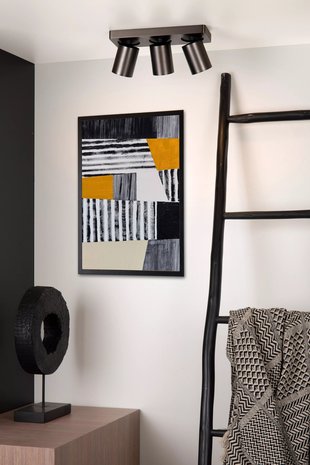 Lucide Lucide NIGEL - Plafondspot - LED Dim to warm - GU10 - 3x5W 2200K/3000K - Zwart Staal Lucide Lucide NIGEL - Plafondspot - LED Dim to warm - GU10 - 3x5W 2200K/3000K - Zwart Staal