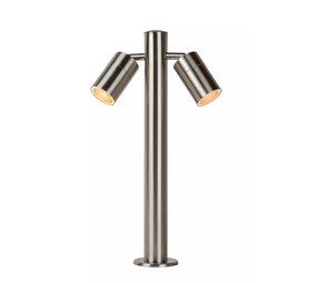 Lucide LED Sokkellamp Buiten - Ø 6,3 cm - GU10 - 2x5W 2700K - IP44 - Mat chroom