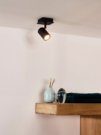 Lucide Lucide LENNERT - Plafondspot Badkamer - LED Dimb. - GU10 - 1x5W 3000K - IP44 - Zwart Lucide Lucide LENNERT - Plafondspot Badkamer - LED Dimb. - GU10 - 1x5W 3000K - IP44 - Zwart