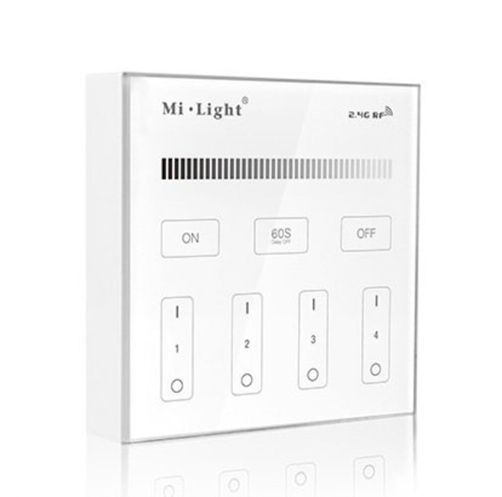 Mi-Light MI-LIGHT LED Strip Wandbediening - Wit - 4 Groepen - RF Controller - Draadloze bediening