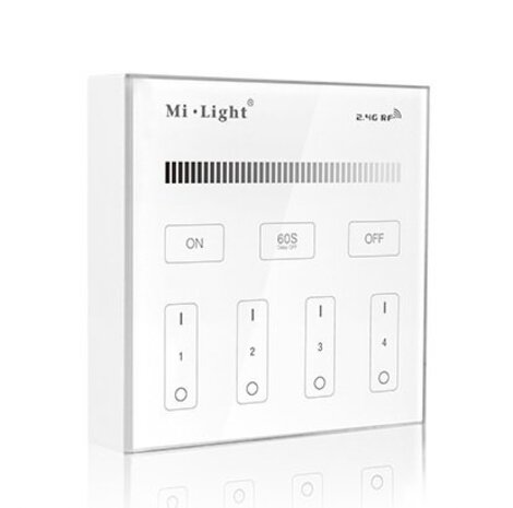 Mi-Light MI-LIGHT LED Strip Wandbediening - Wit - 4 Groepen - RF Controller - Draadloze bediening