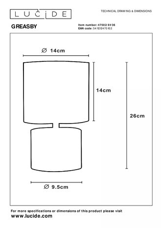 Lucide Lucide GREASBY - Tafellamp - Ø 14 cm - 1xE14 - Grijs Lucide Lucide GREASBY - Tafellamp - Ø 14 cm - 1xE14 - Grijs