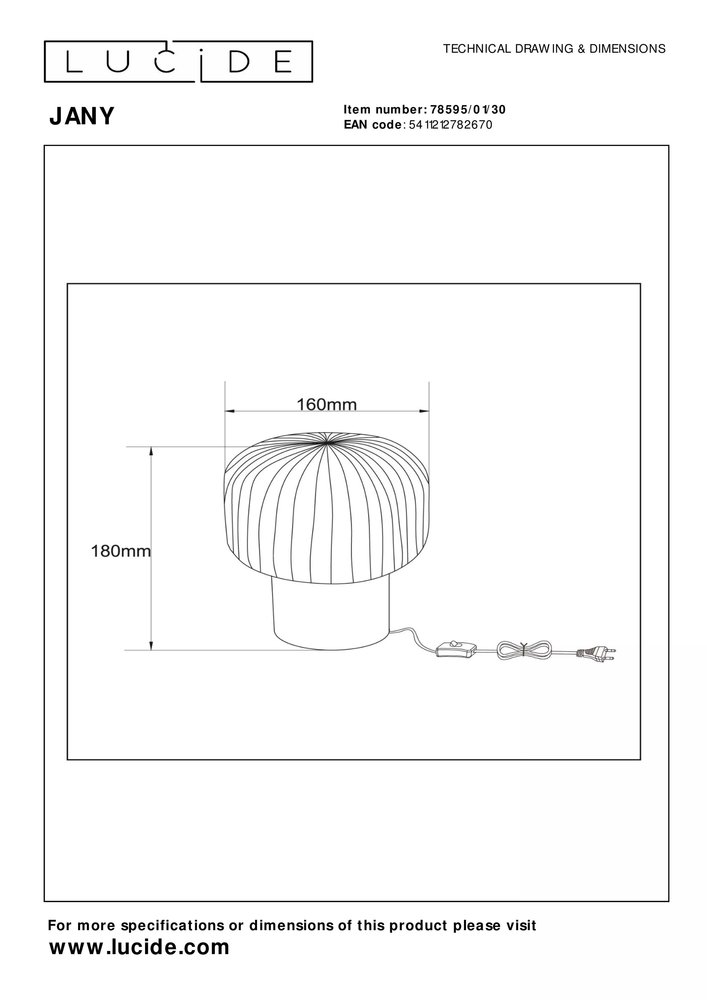 Lucide Lucide JANY - Tafellamp - Ø 16 cm - 1xE14 - Zwart Lucide Lucide JANY - Tafellamp - Ø 16 cm - 1xE14 - Zwart