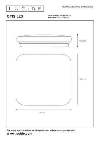 Lucide OTIS LED - Plafonnière - LED - 1x20W 3000K - Opaal Lucide OTIS LED - Plafonnière - LED - 1x20W 3000K - Opaal