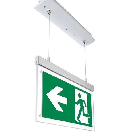 LED Nooduitgang verlichting hangend - 2W - 3 uur noodbatterij - Pijl opzij LED Nooduitgang verlichting hangend - 2W - 3 uur noodbatterij - Pijl opzij