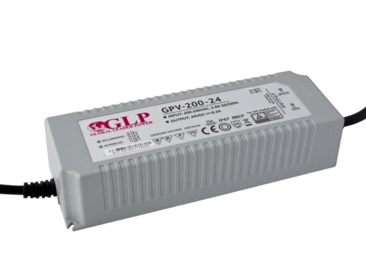 GLP LED voedingsadapter - 24V - 200W 8.3A - IP67 Waterdicht GLP LED voedingsadapter - 24V - 200W 8.3A - IP67 Waterdicht