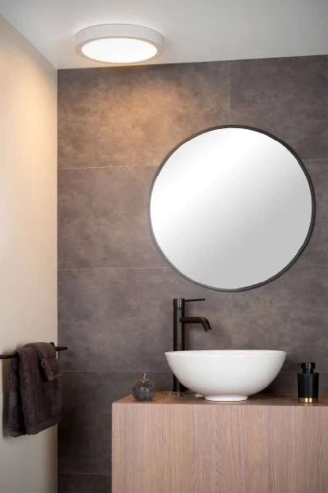Lucide Lucide BRICE-LED - Plafonnière Badkamer - Ø 30 cm - LED Dimb. - 1x30W 3000K - IP44 - Wit