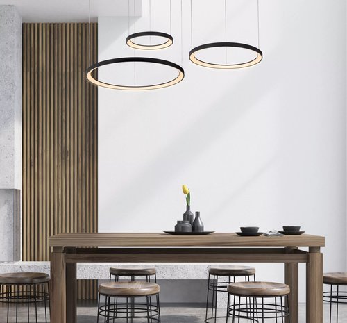 Lucide Tweede kans; VIDAL - Hanglamp - Ø 78 cm - LED Dimb. - 1x120W 2700K - Zwart