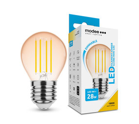 Modee LED Filament lamp - Dimbaar - E27 fitting - G45 - 4W vervangt 28W - 1800K extra warm wit licht Modee LED Filament lamp - Dimbaar - E27 fitting - G45 - 4W vervangt 28W - 1800K extra warm wit licht