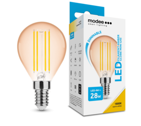 Modee LED Filament lamp - Dimbaar - E14 fitting - G45 - 4W vervangt 28W - 1800K extra warm wit licht Modee LED Filament lamp - Dimbaar - E14 fitting - G45 - 4W vervangt 28W - 1800K extra warm wit licht