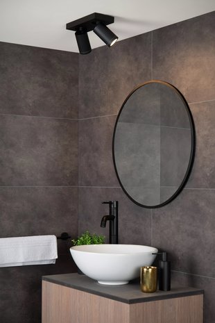 Lucide LED Plafondspot IP44 - ZwartTAYLOR  - DTW Dim to warm -  Dim to warm 2200K/3000K | Geschikt voor Badkamer - GU10 Fitting incl. 2x 5W Spot Lucide LED Plafondspot IP44 - ZwartTAYLOR  - DTW Dim to warm -  Dim to warm 2200K/3000K | Geschikt voor Badkamer - GU10 Fitting incl. 2x 5W Spot