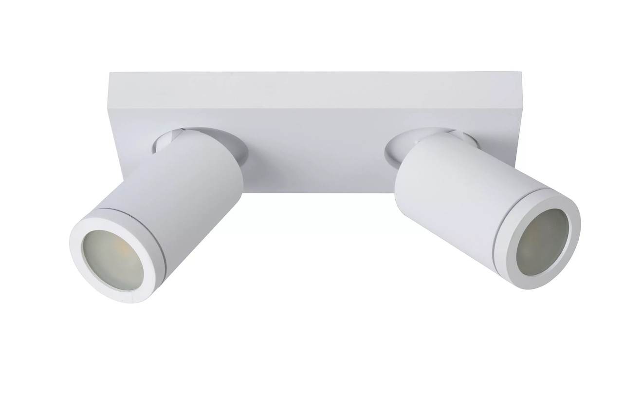 Lucide Lucide TAYLOR - Plafondspot Badkamer - LED Dim to warm - GU10 - 2x5W 2200K/3000K - IP44 - Wit Lucide Lucide TAYLOR - Plafondspot Badkamer - LED Dim to warm - GU10 - 2x5W 2200K/3000K - IP44 - Wit