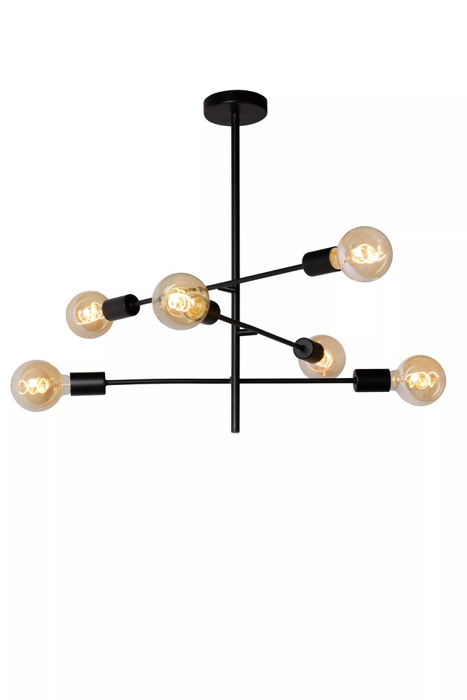 Lucide LESTER - Plafonnière - 6xE27 - Zwart Lucide LESTER - Plafonnière - 6xE27 - Zwart