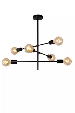 Lucide LESTER - Plafonnière - 6xE27 - Zwart Lucide LESTER - Plafonnière - 6xE27 - Zwart
