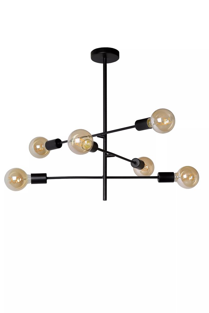 Lucide LESTER - Plafonnière - 6xE27 - Zwart Lucide LESTER - Plafonnière - 6xE27 - Zwart
