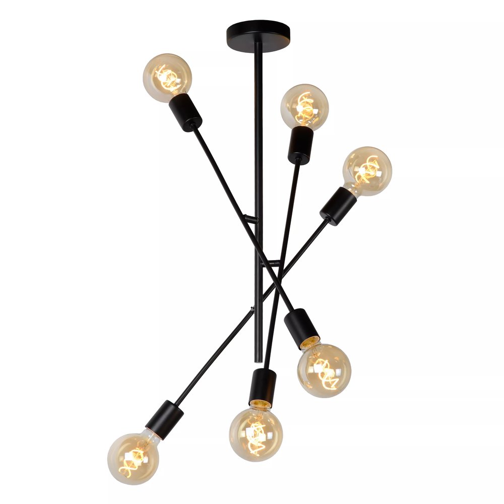 Lucide LESTER - Plafonnière - 6xE27 - Zwart Lucide LESTER - Plafonnière - 6xE27 - Zwart