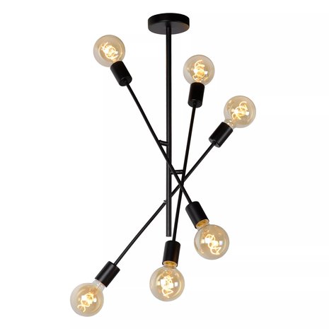 Lucide LESTER - Plafonnière - 6xE27 - Zwart Lucide LESTER - Plafonnière - 6xE27 - Zwart