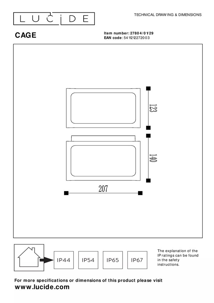 Lucide CAGE - Wandlamp Buiten - LED - 1xE27 - IP44 - Antraciet Lucide CAGE - Wandlamp Buiten - LED - 1xE27 - IP44 - Antraciet