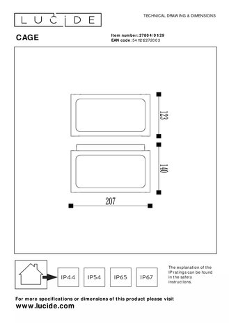 Lucide CAGE - Wandlamp Buiten - LED - 1xE27 - IP44 - Antraciet Lucide CAGE - Wandlamp Buiten - LED - 1xE27 - IP44 - Antraciet