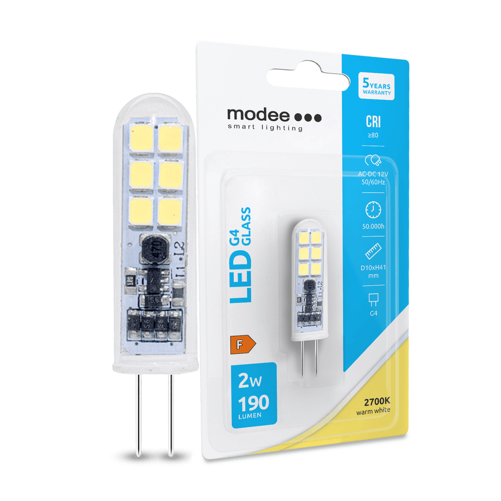Modee OP=OP LED G4 - 2W 190lm - 2700K warm wit licht - 12V AC/DC Modee OP=OP LED G4 - 2W 190lm - 2700K warm wit licht - 12V AC/DC
